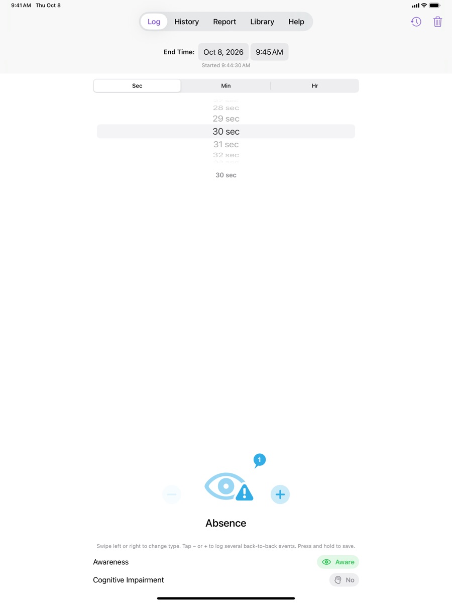 iPad log screen